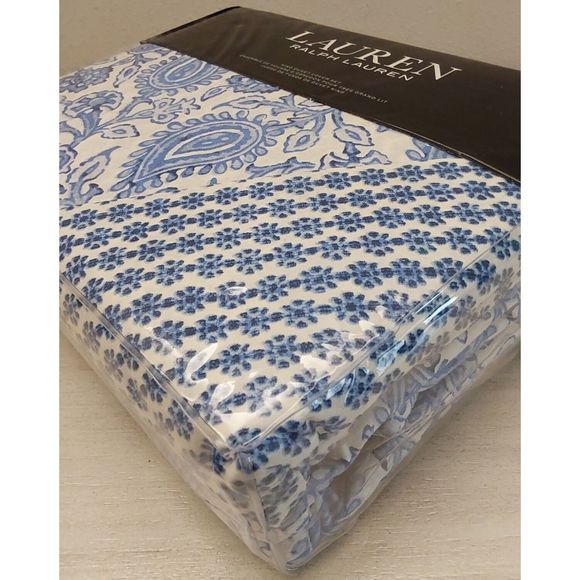 Ralph Lauren ARIELLE FLORAL Navy White 100% Cotton King Duvet Cover Set - Picture 3 of 10